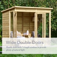 All Beckwood wooden summerhouses come with wide double doors to provide plenty of natural light