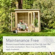 All Forest Garden Beckwood summerhouses are maintenance free and come with a 25 year guarantee