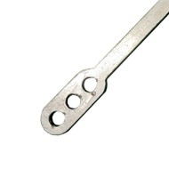 Bowed hold open gate hooks close up view