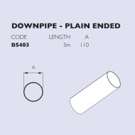 Diagram showing the dimensions of a Brett martin 3m 110mm plain ended guttering downpipe