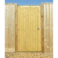 Charltons Town wooden gate with tongue and groove. It is framed, ledged and braced. Shown here with featheredge board fencing