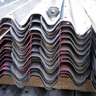 Stack of used crash barriers 