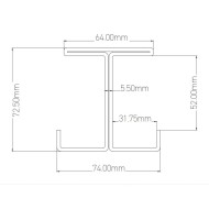 Diagram showing the dimensions of a DuraPost commercial metal fence post