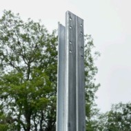 A DuraPost commercial fence post shown standing up
