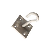 This metal hook is on a 2" x 2" plate for attaching chain to.
