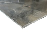 Galvanised flat sheets shown in a pile