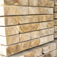 New green treated crossing timbers