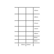 Diagram showing the spacings on a Tornado L8/80/15 light wire net