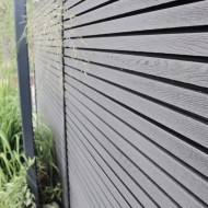 DuraPost Urban Anthracite Composite fence panels shown in a vertical configuration