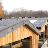 Briarwood fibre cement shown on a farm shed roof