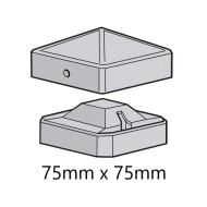 Diagram of a DuraPost galvanised post cap with bracket
