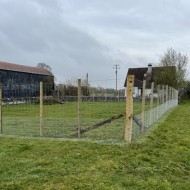 Rough 10ft wooden posts shown in a fence