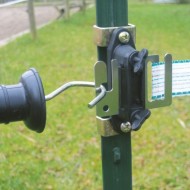 Rutland T-post universal clamp shown attached to a T-post