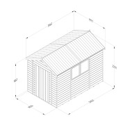 Diagram showing the dimensions of a Forest Garden Timberdale 10 x 6 wooden shed