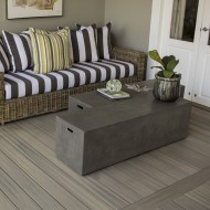 Composite decking boards shown in a domestic setting