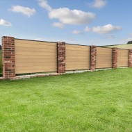DuraPost cedar Vista composite fence boards shown in a garden setting