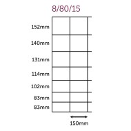 Diagram showing the spacings between the wires on a Hampton Sentinel HT8/80/15 high tensile rylock net