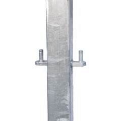 Metal gate post with hinges at 180° allowing two gates to be hung