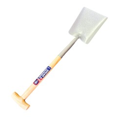 Square mouth shovel with wooden shank