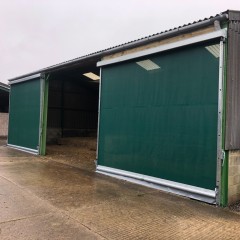 Agridoor classic Galebreaker shown on a shed