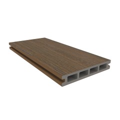 Ultrashield plastic decking boards in a Warm Chestnut colour