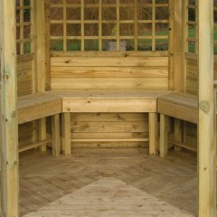 Close up view of Zest gazebo benches, coming in a set of three.