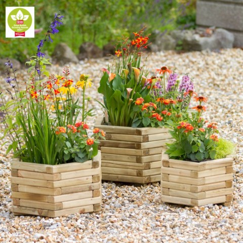 Zest Marford hexagonal wooden garden planter, in a set of three