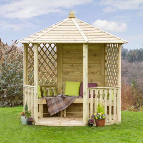 Zest Clifton wooden gazebo shown here in a garden setting.