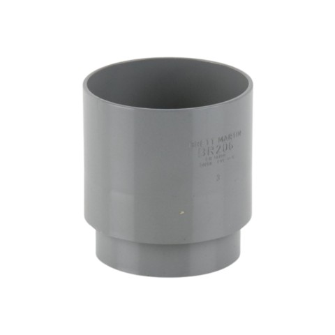 Brett Martin BR206 single downpipe connector in grey for plastic gutters