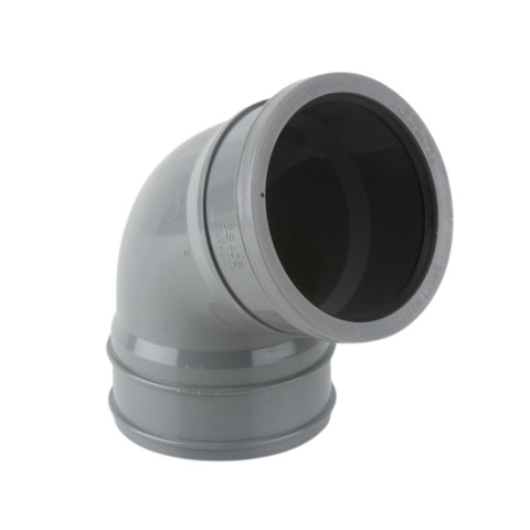 BS408 Brett Martin 112.5° Grey single socket top offset bend for 110mm downpipes