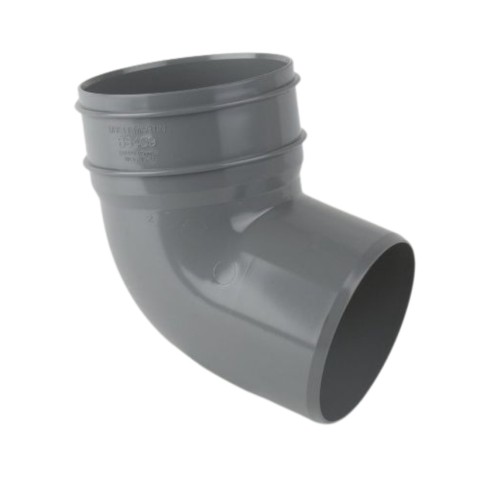 BS409 Brett Martin 112.5° Single Socket Bottom Offset Bend for 110mm downpipe in grey