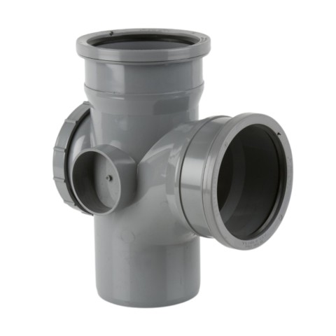 Brett Martin BS447 110mm Downpipe Double Socket 92.5° access branch in grey