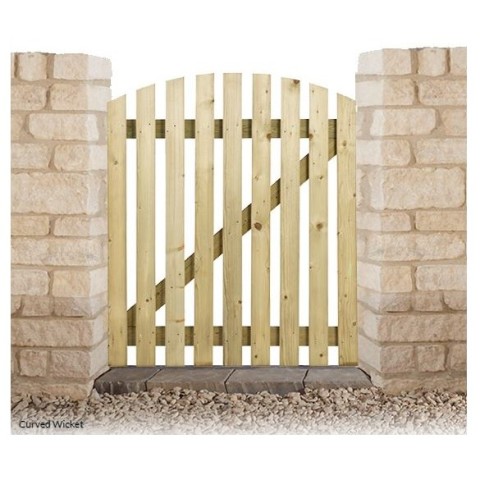 Charltons curved wicket gate which is lightweight and framed, ledged and braced with a planed finish
