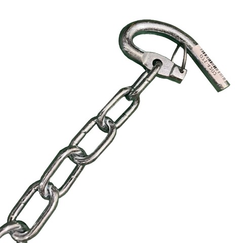 Gate chain with staple commonly used for securing agricultural gates closed