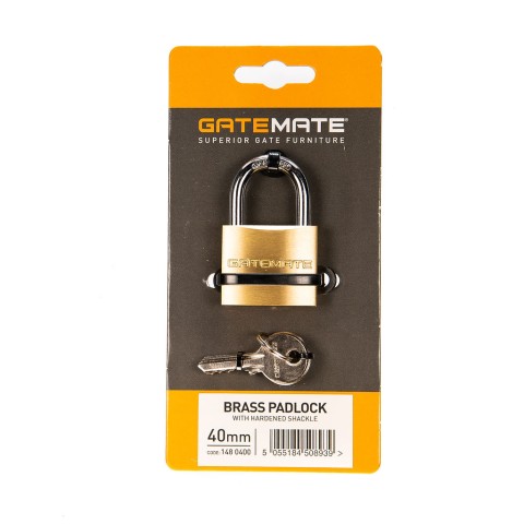 Brass padlock with hardened shackle