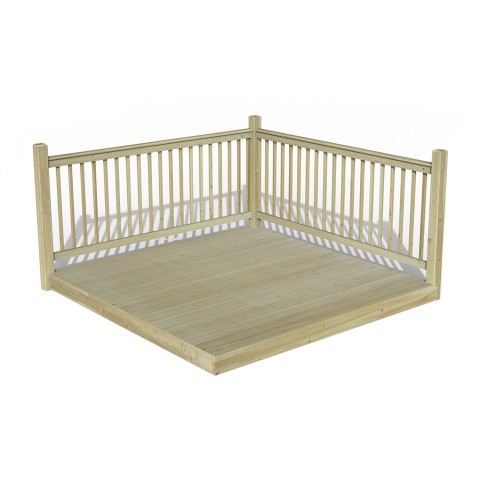 Forest Garden wooden decking kit 2.4m x 2.4m with 2 balustrade and three posts