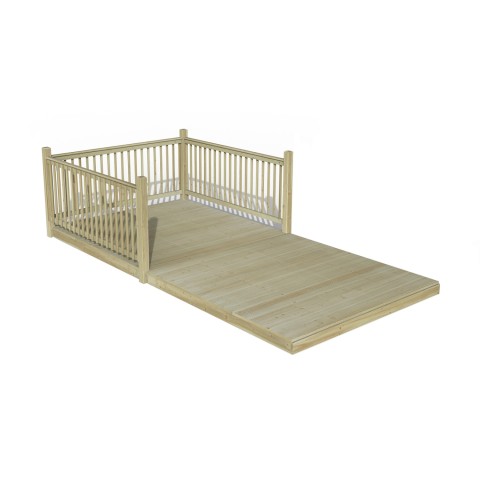 Forest Garden wooden decking railings 2.4m x 4.8m with 2 sides and 4 posts