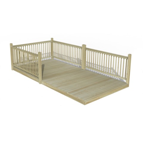 Forest Garden wood decking boards 2.4m x 4.8m with 4 balustrade and 6 posts