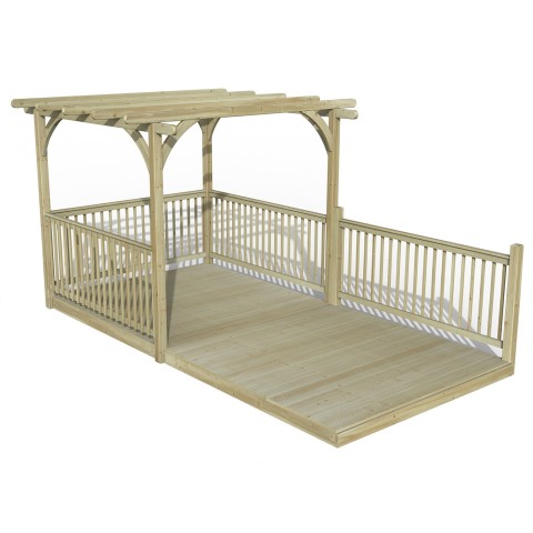 Forest Garden Ultima Pergola with wooden decking kit 2.4m x 4.8m with 4 sides, 2 posts