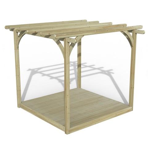 Forest Ultima pergola with 2.4m x 2.4m wooden decking kit built in