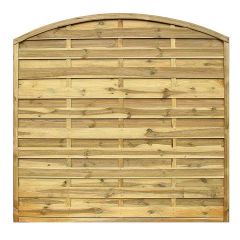 This San Remo Omega fence panel comes with a bow top and is a popular fencing panel.  The horizontal laths give privacy.