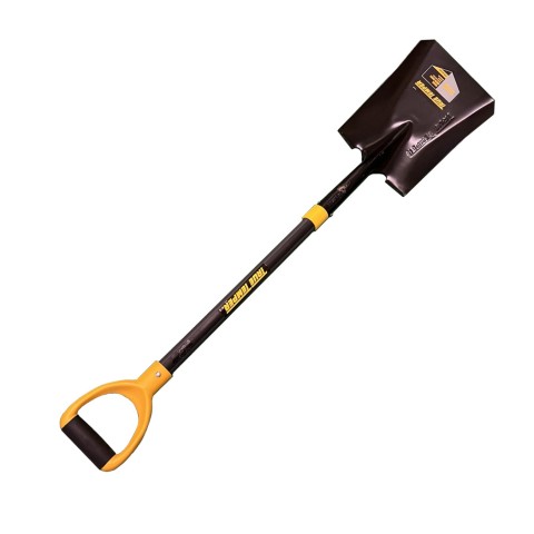 Square mouth shovel with fibreglass handle