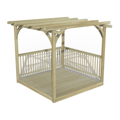 Forest Garden Ultima Pergola with wood decking boards 2.4m x 2.4m and two sides