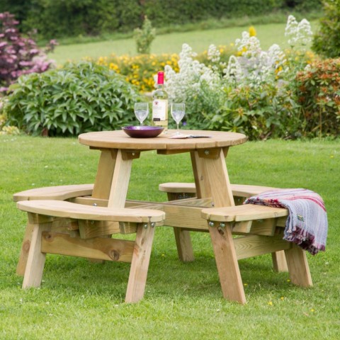 Zest Katie round picnic table for patio dining