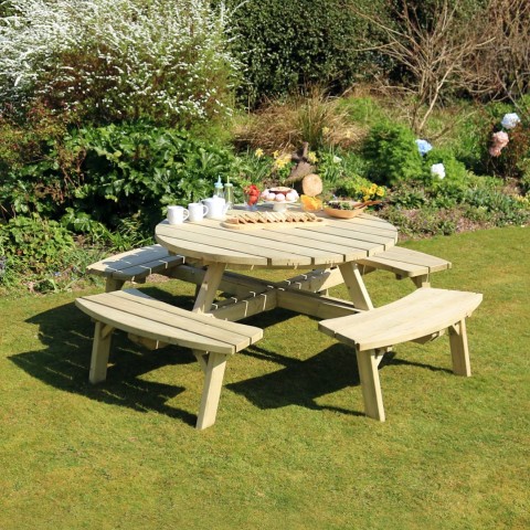Zest Rose round picnic table for outdoor dining