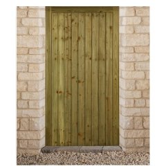 Charlton country wooden gate made from featheredge board, shown in garden setting without metal work attached