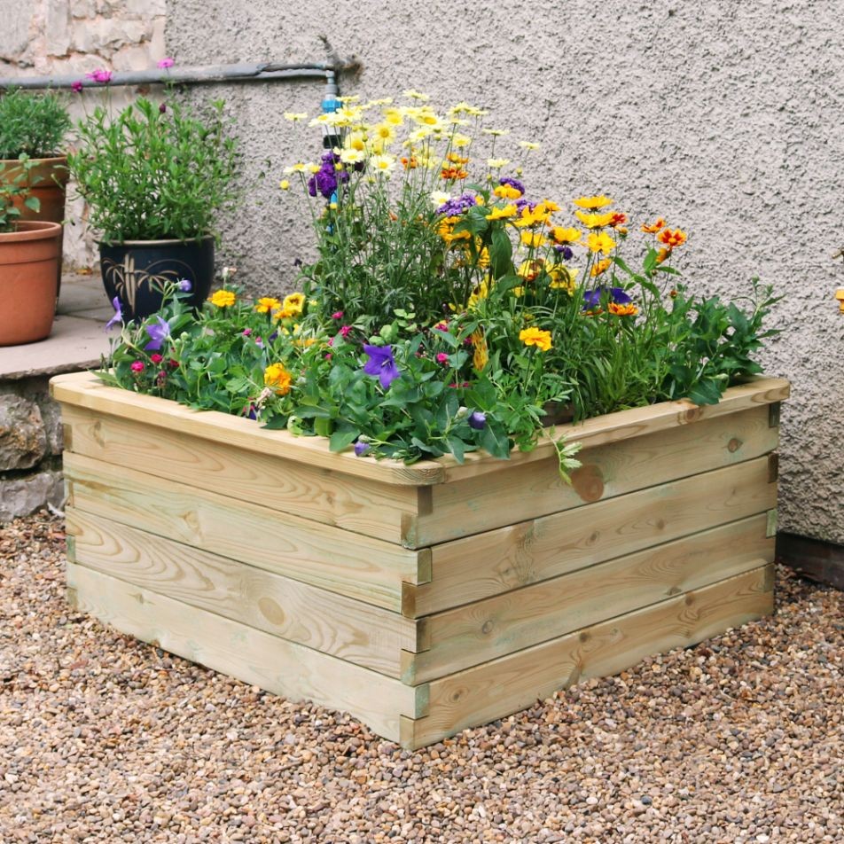 Wooden Garden Planters | Zest Square Sleeper Raised Bed