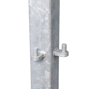 SQUARE 4" X 4" DUAL HANG POST 90° GALVANISED TO SUIT 45" GATES