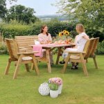 Zest Charlotte Rectangle Table, 2 Bench and 2 Chair Set