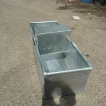 Galvanised water trough front view
